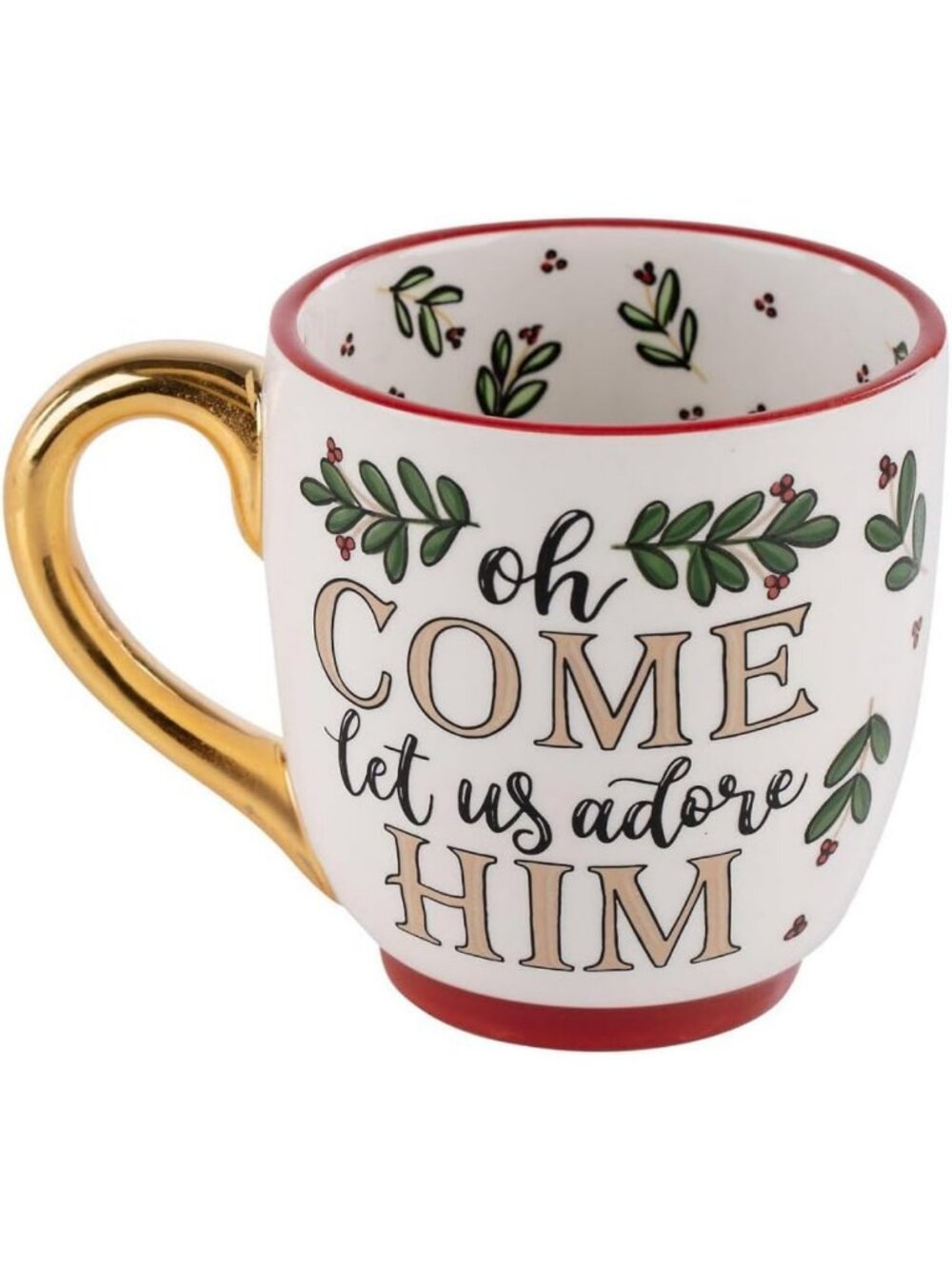 Let Us Adore Him Christmas Coffee Mug - Ceramic Cup for Hot Chocolate & Tea